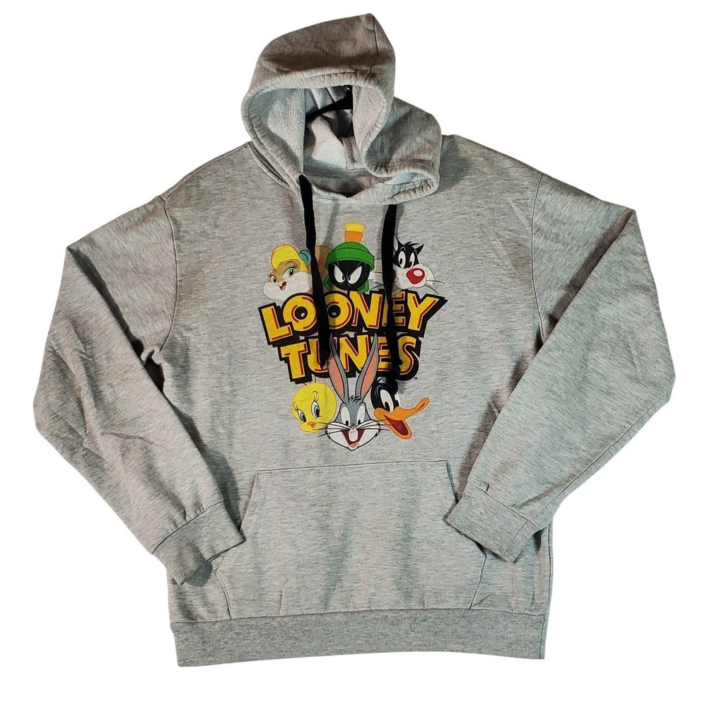 Looney‎ Tunes Characters Graphic Hoodie Sweatshirt Grey M 7 9 Cotton Polyester
